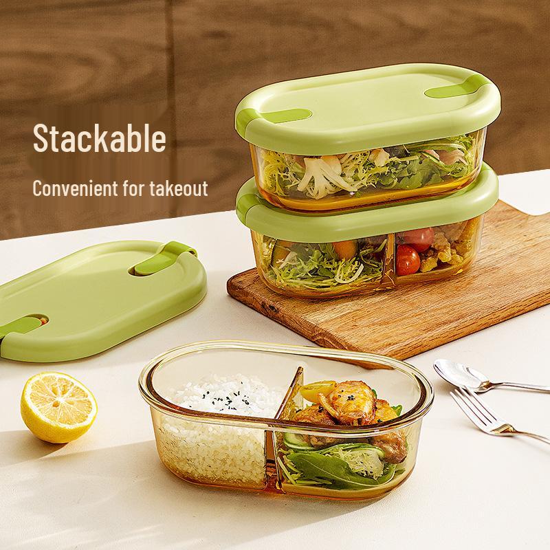 Microwave Safe Glass Lunch Box with Compartments - Ideal for Students and Office Workers