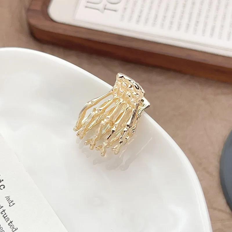 

Маленький размер Металлический скелет руки Заколки для волос Зажимы для волос Женщины Девушки Хэллоуин Готика Панк Вечеринка Хвост Заколка Аксессуары для волос