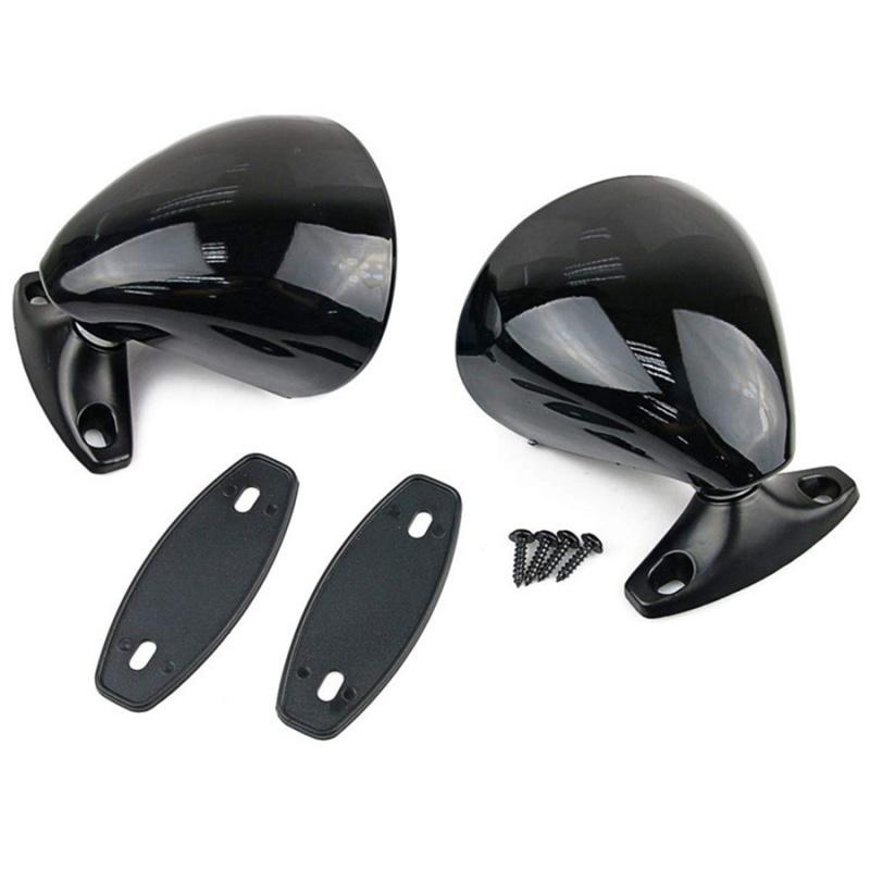 California Style Classic Car Door Wing Side View Mirrors Black Shell Blue Glass