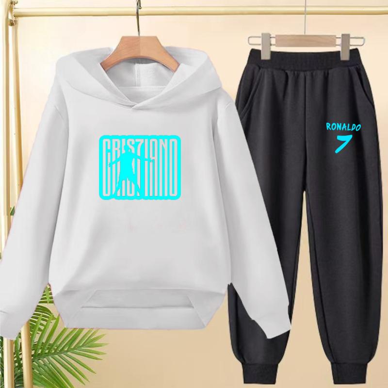 Student Uniform Hooded Sweatshirt + Long Pants Set. Children's Sportswear, Loose Suits for Boys and Girls Aged 3 to 13