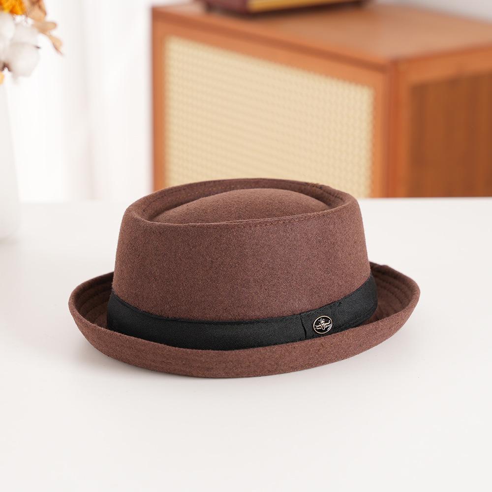 Wool Felt Bowler Hat with Textured Crown & Rolled Brim | British Vintage Style | Unisex Autumn Winter Casual Fedora
