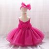 One-Year-Old Baby Princess Dress with 3D Floral Design for Special Events or Piano Performances