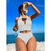 New European and American Swimsuit Special Fabric Solid Color Neck Women's Split Bikini Swimsuit