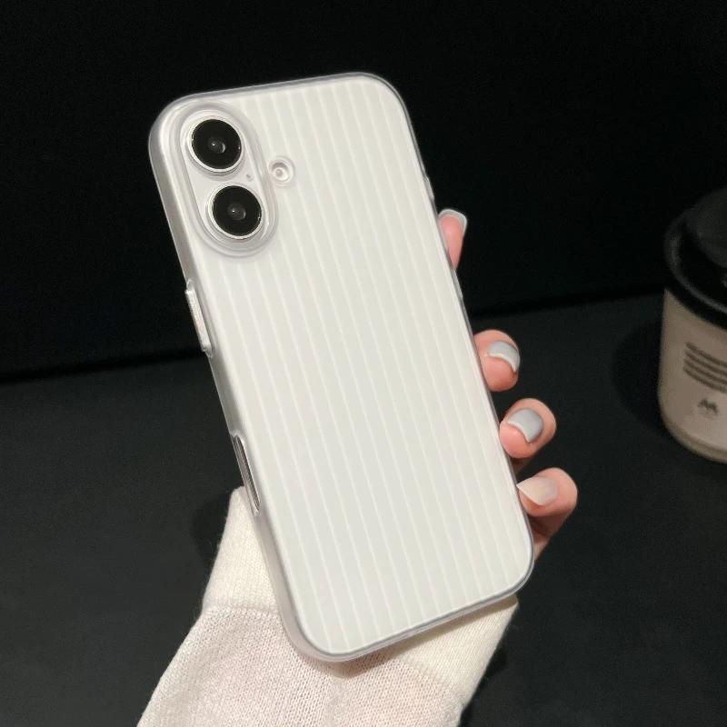 Luxury Natural Titanium Pc Case for For Iphone16 15 14 13 Pro Max Plus Electroplated Grating Corrugated Hard Back Cover Phone Case