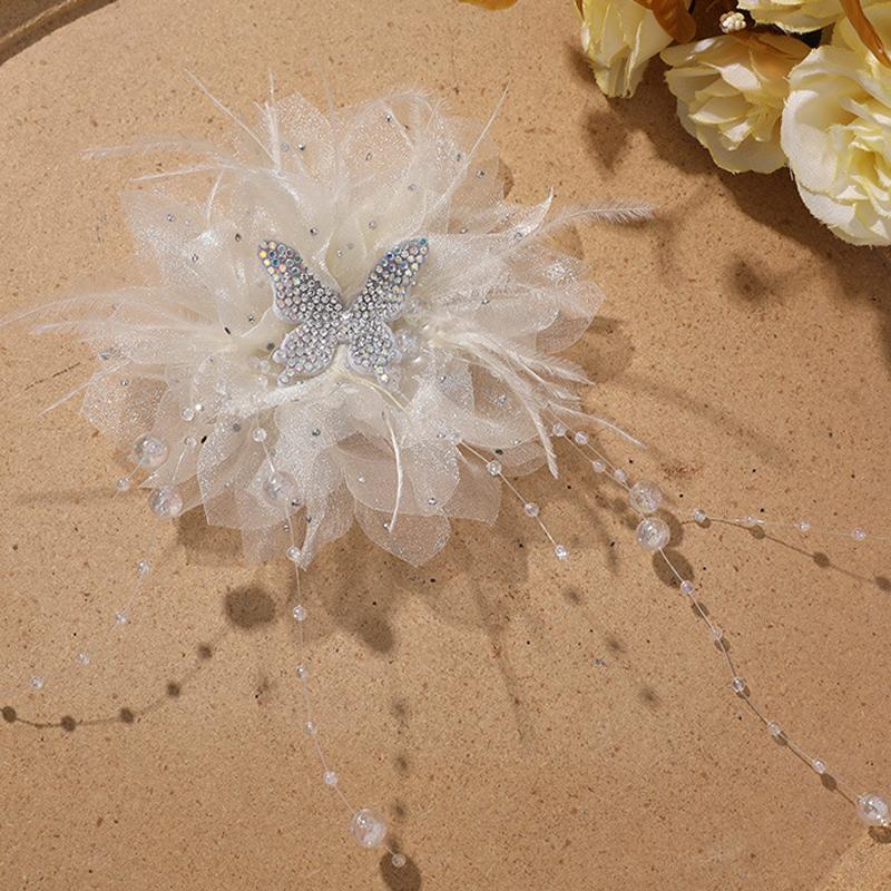 

Нежный стиль Фея Перо Сетка Бабочка Заколка для волос Головной убор Аксессуары для одежды