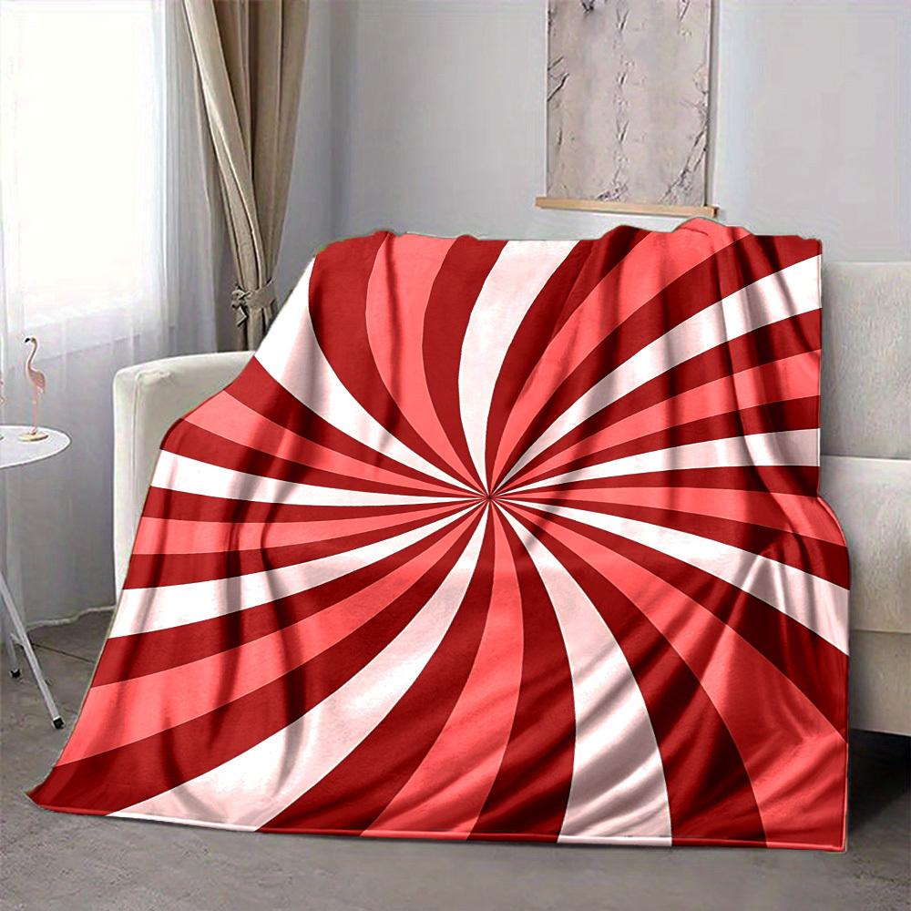 1pc Candy Swirl Lightweight Flannel Blanket, Comfortable and Warm Blanket, for Office and Camping Sofa Bed128
