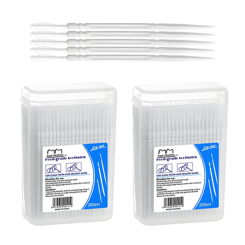 Interdental Brush Portable Travel Kit 200/400PCS disposable Mini Dental Picks Metal Wire Core Cleaner for Braces & Teeth Gaps