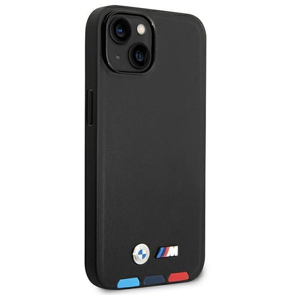 Bmw Case Bmhmp14M22Ptdk Iphone 14 Plus / 15 Plus 6,7 Black/Black Leather Stamp Tricolor Magsafe