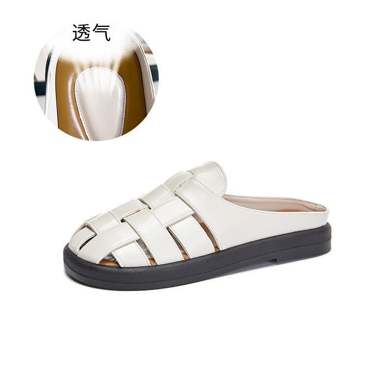 Baotou Woven Slippers Women's 2025 Summer New Retro Fashion Sandals Women's Hollow Breathable Flat Bottom Women's Shoes