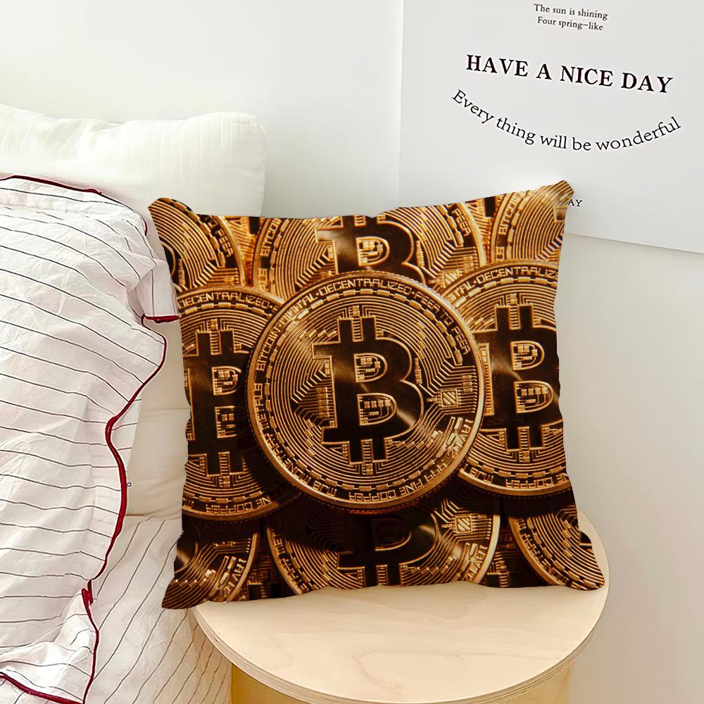 Bitcoin Krypto Kryptowährung Btc Kissenbezug Sofa Wohnzimmer Schlafzimmer Kopfteil Rückenlehne Kissen Quadratisches Kissen Nickerchenzeit