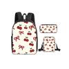 Bow Print 3Pcs/Set Backpack with Messenger Bag ,Pencil Bags for Boy/Girl Best Gift Cartoon Student School Bags