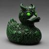 Devil Skull Duck Figurine Gothic Punk Halloween Duck Ornament Resin Demon Duck Statue with Glowing Green Eyes for Desktop Car Decoration
