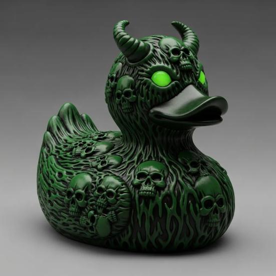 Devil Skull Duck Figurine Gothic Punk Halloween Duck Ornament Resin Demon Duck