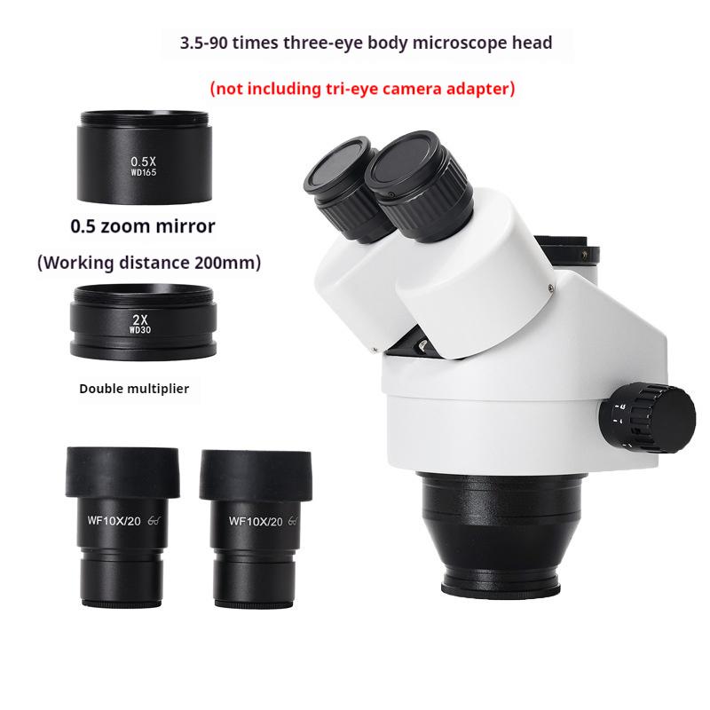 

7-45X White Three Eye Binocular Microscope Lens Head Continuously Variable Magnification