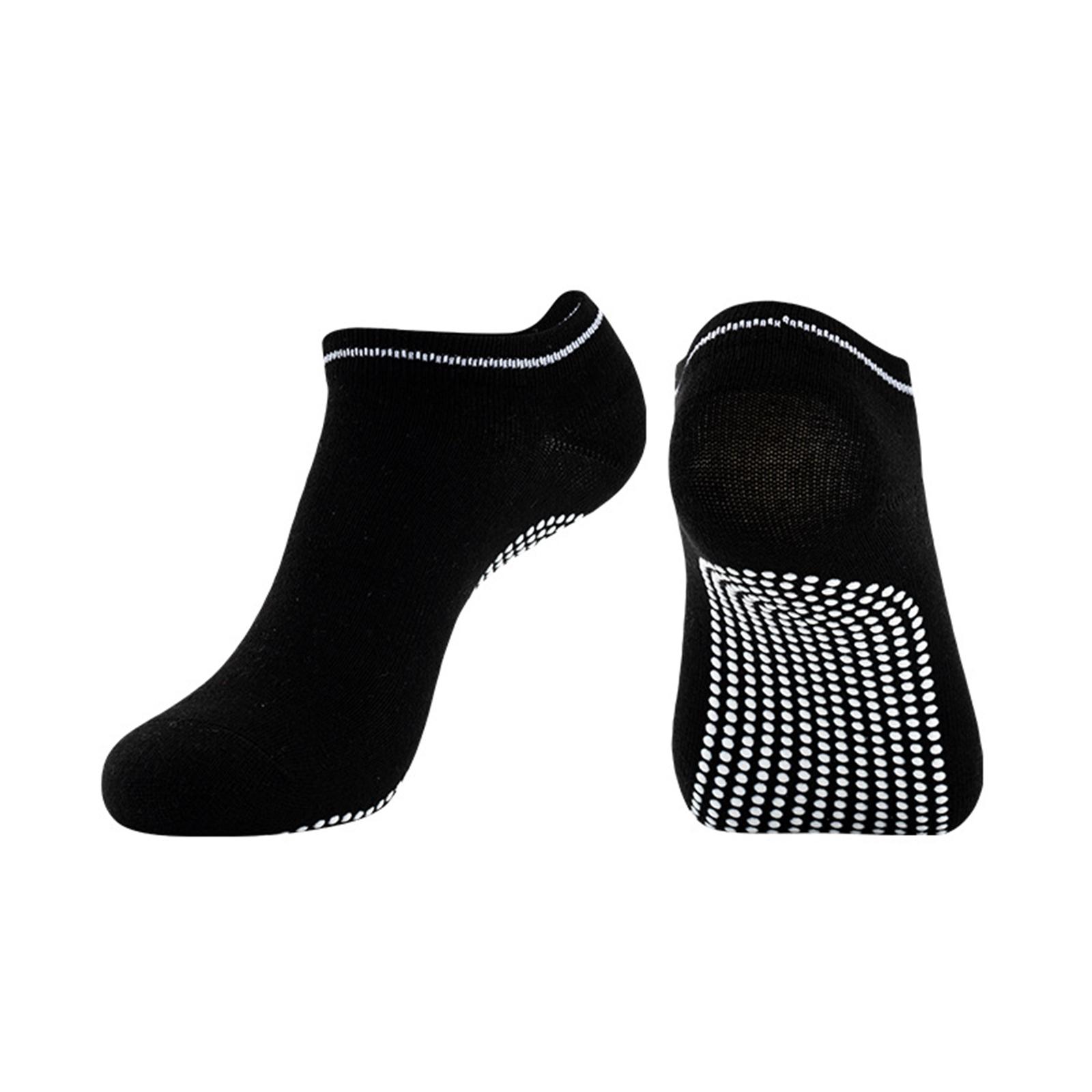 

Ladies Non Slip Yoga Socks with Grip Dots for Pilates and Fitness Floor Exercise Lightweight Breathable Low Cut Ankle Socks for Women One Size чёрный