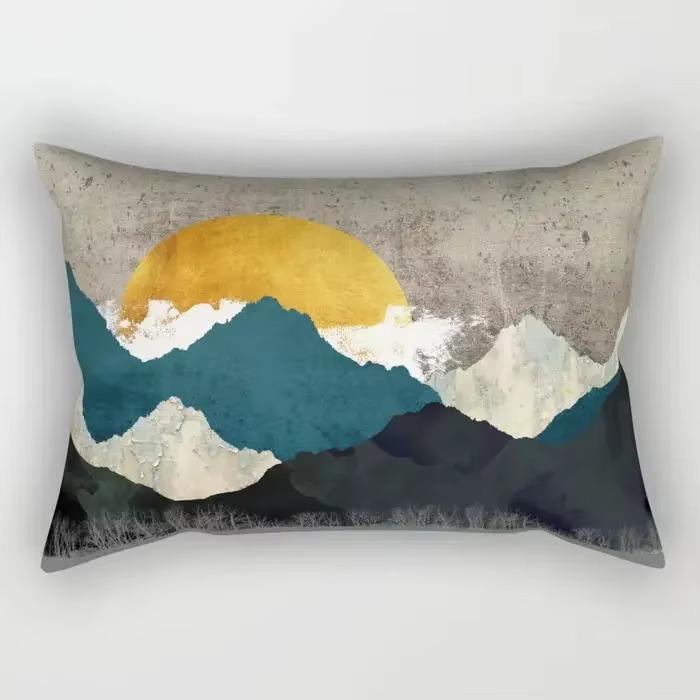 30X50cm Watercolor Stripe Chinese Style Pattern Printing Decorative Living Room Home Furnishing Polyester Rectangular Pillowcase