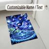 Personalized Crystal Velvet Carpet,Blue Lock Custom Printed Name, Plush Area Rug For Home Indoor Decor