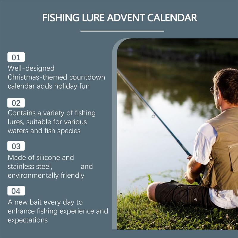 24 Day Fishing Lure Christmas Advent Calendar BrightColor Countdown Calendar Fishing Accessories Lures Set For Christmas fishing