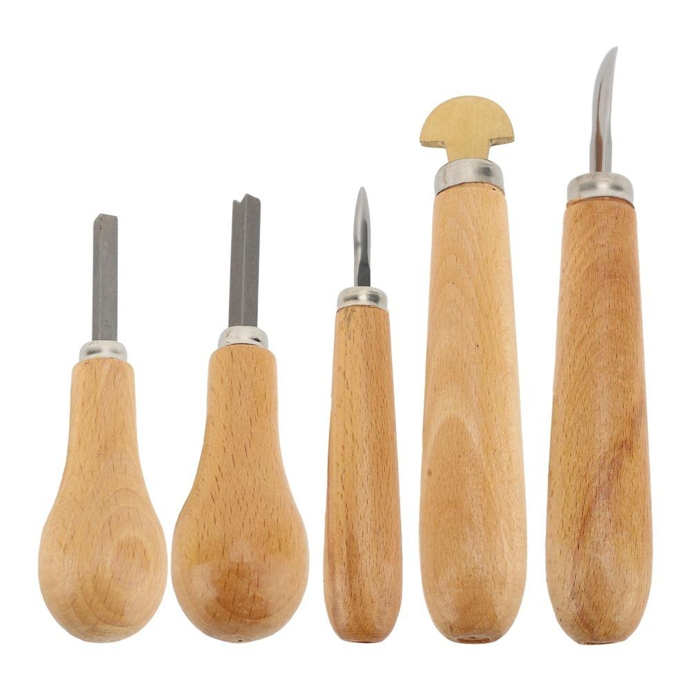 

5Pcs Durable Tip Setting Tool Wood Handle Carving Chisel Long Use Prong Pusher Jewelry Making 5Pcs