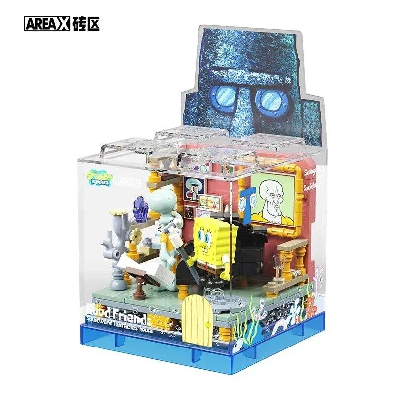 Spongebob Building Blocks Pineapple House Restaurant Anchor House Tree House Room Model Bricks Desktop Ornaments Kids Toys Gift