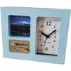 Ikeda Photo Frame, Sound Alarm Q, with Music Box and Analog Clock, Approx. 6 X 16.4 X 13.5 Cm, Light Blue, Made In Japan, 23002