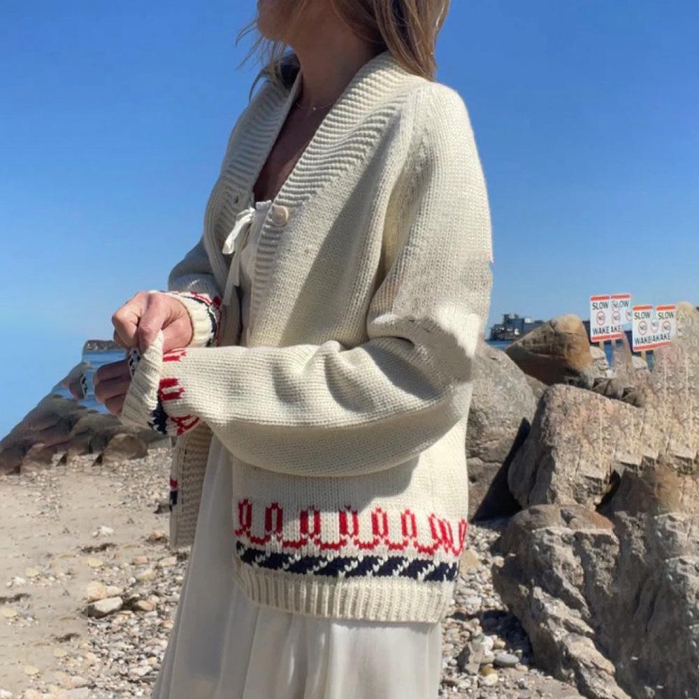 2025 Women's Casual Printed Knit Cardigan Sweater Coat
