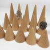 Beech Wood Ring Holder - Conical Display Stand for Jewelry Storage