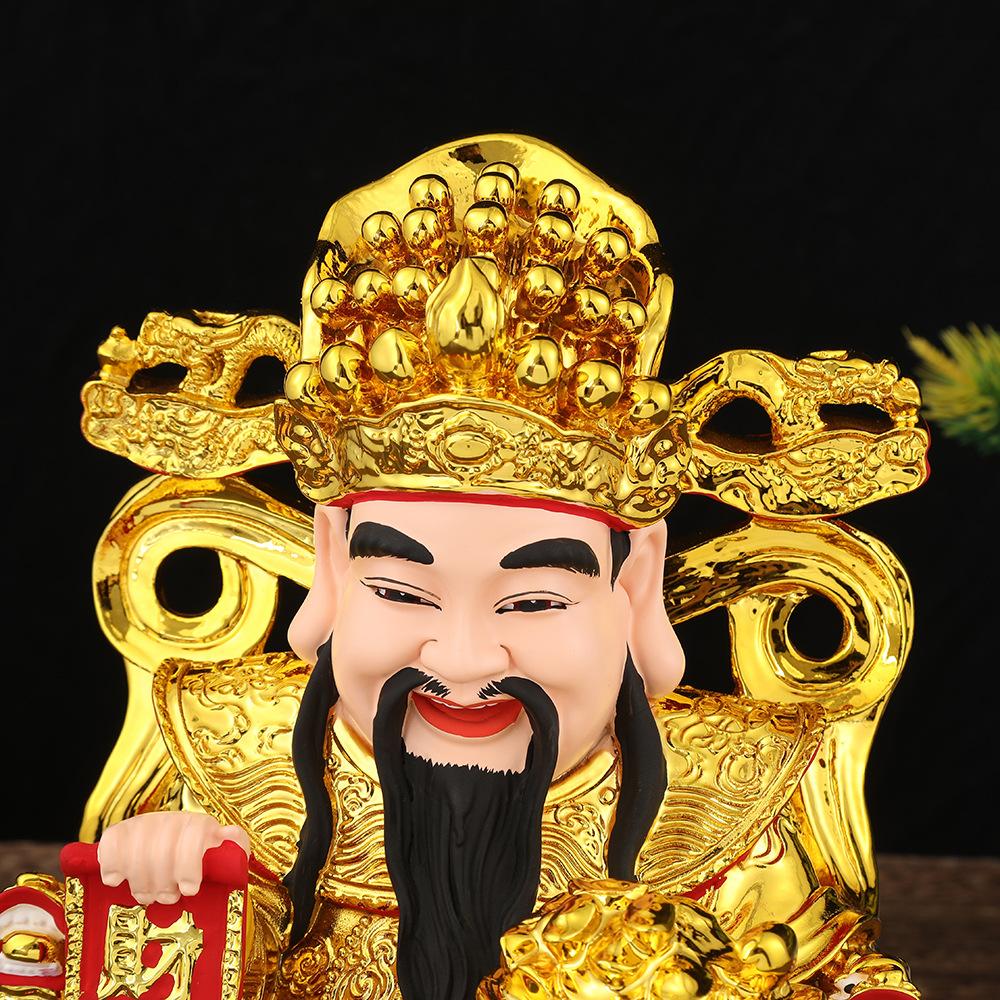 God of Wealth Buddha Statue Attracts Wealth Gold Yuanbao Resin Office Opening Ornaments