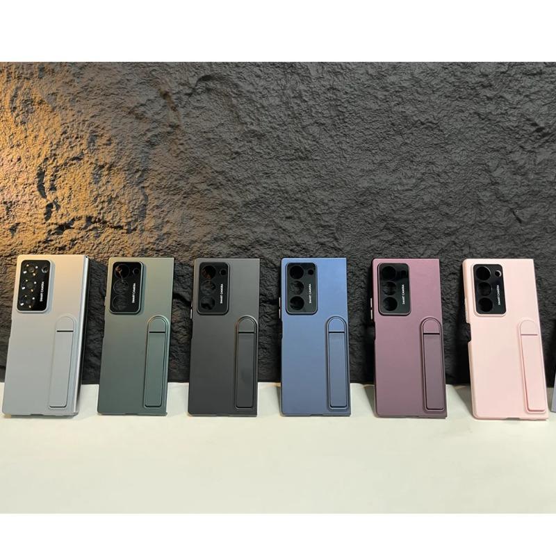 Luxury Matte with Kickstand Holder Phone Case for Samsung Galaxy Fold Z 7 6 5 4 3 Built in Screen Protect Back Shockproof Cover