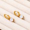 High End 18K Gold Plated PVD Single Round Zirconia Pendant Huggie Earrings Trendy Stainless Steel Fashion Jewelry-