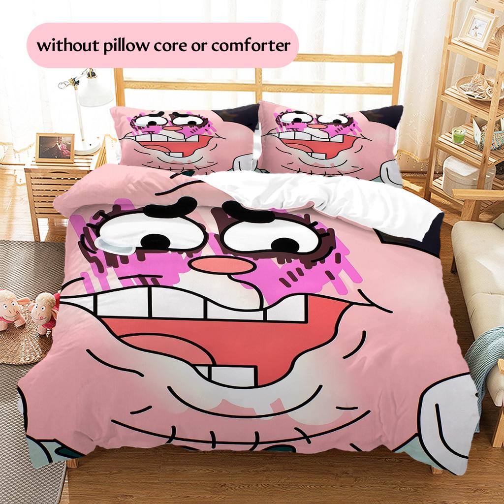 Regular Show Pattern Bedding Quilt Set Home Decoration Gift (1 * Duvet Cover + 2 * Pillowcase Without Core)