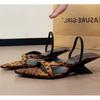 Leopard Women's Slippers Designer Mid Heels Shoes Elegant Summer Sandals 2025 Sexy Pumps Flip Flops New Party Sandalias De Mujer