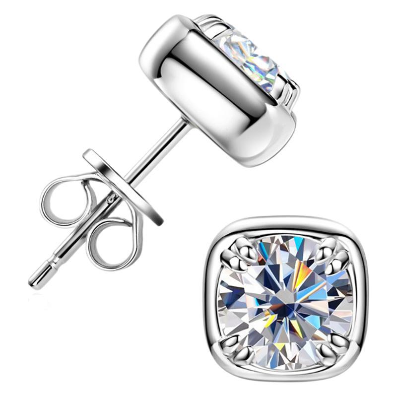 Silvere Glam Cercei Stud din Argint Sterling 925 cu Moissanit de 1 carat Pentru Femei, La Modă, Simpli și Versatili, Cercei Mici Cub de Zahăr