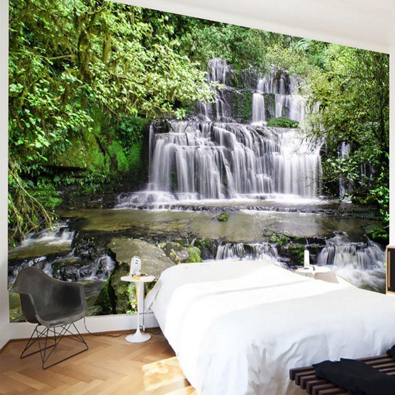 Waterfalls 3D Wall Mural Forest Nature Landscape Wallpaper Living Room Bedroom Background Wall Mural Home Decor