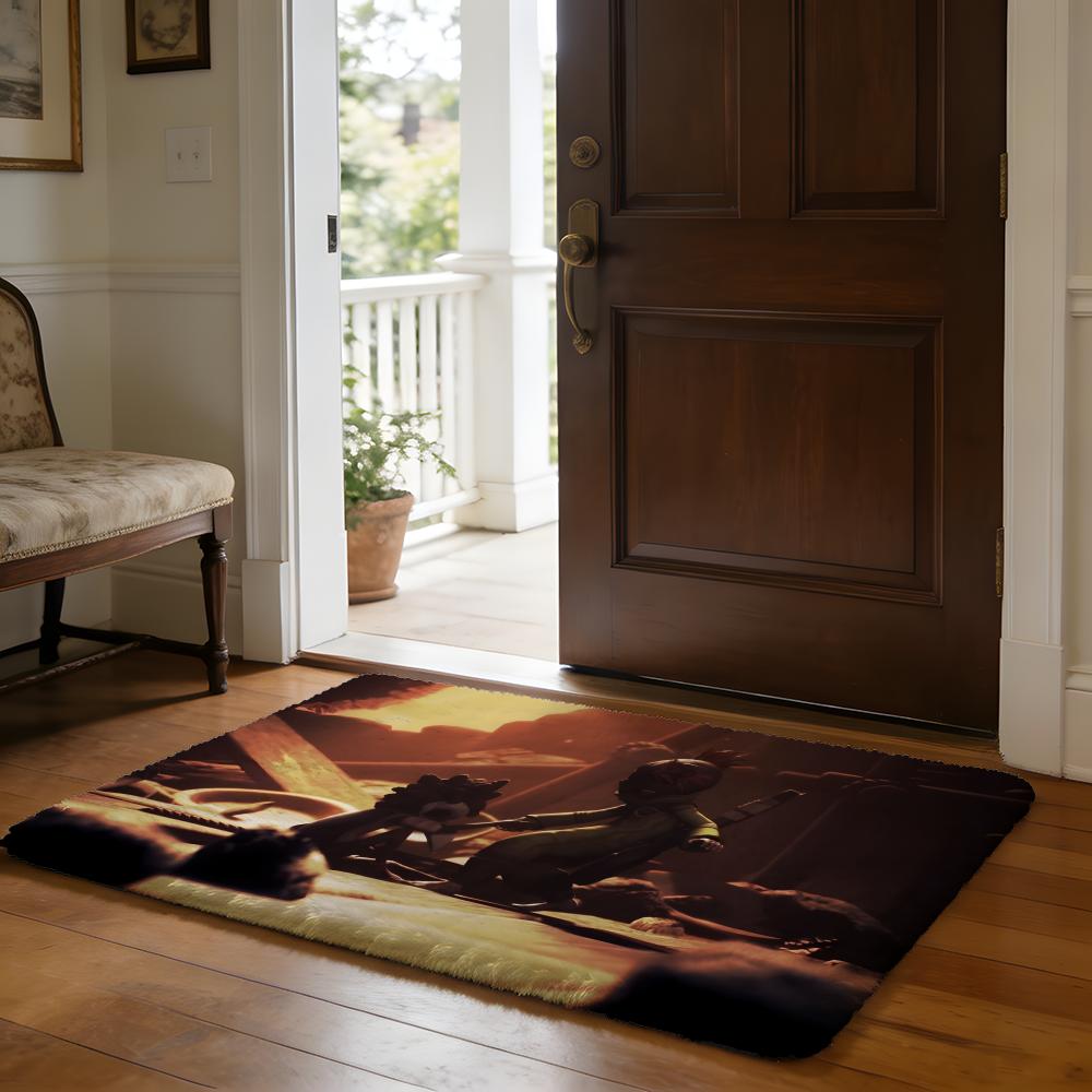 

Floor Mat Soft Flannel Rug Non Slip Absorbent Mat for Bathroom Bedroom Home Decor Line Puppy Cute 50x80cm