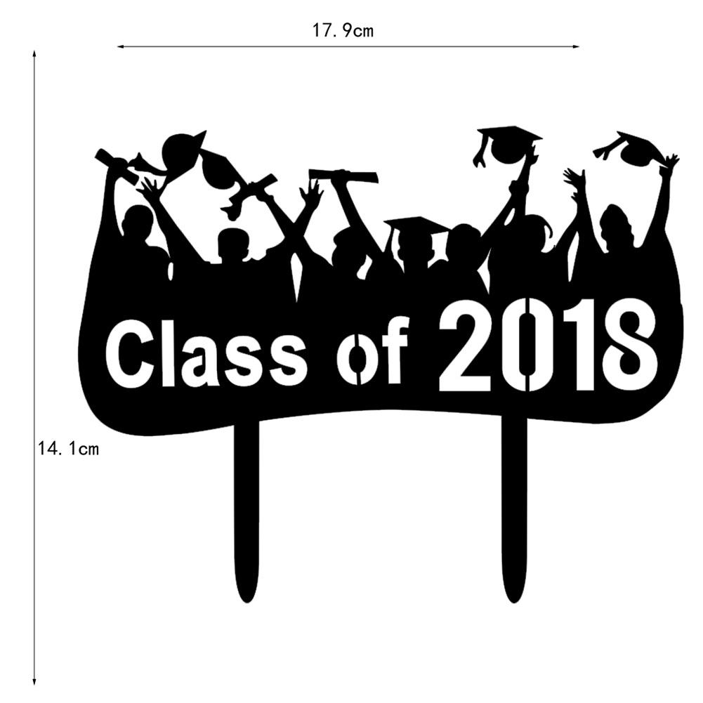 New Class of  Black Cake Topper Graduation Party Cake Decoration with Acryl