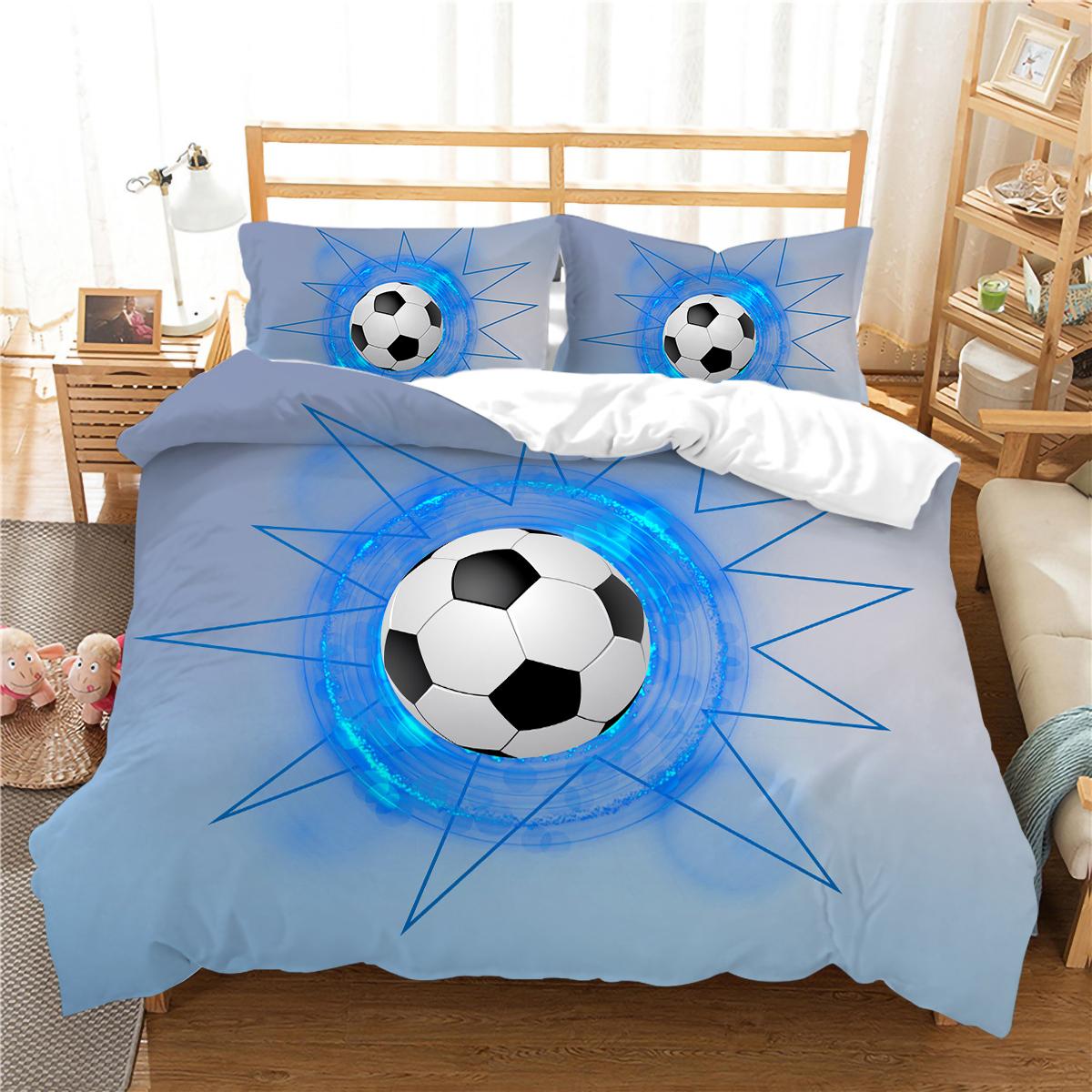 

Комплект постельного белья для мальчика-подростка, одеяло, пододеяльник, мягкий футбольный домашний комплект постельного белья, удобная наволочка из микрофибры, пододеяльник EU Single 135x200cm