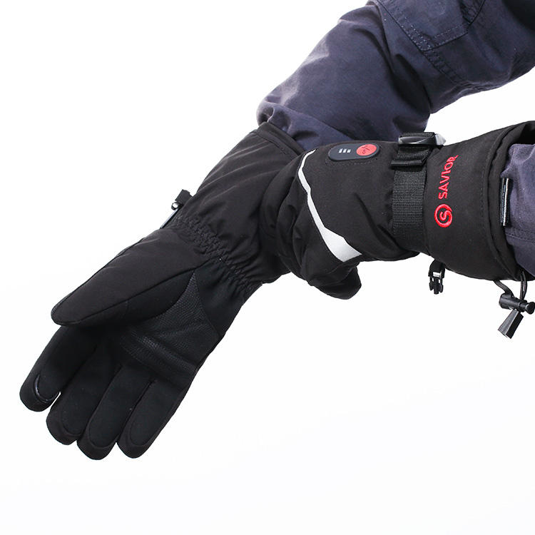 SAVIOR HEAT Softshell microfiber gloves with touchscreen compatibility, slim, carbon fiber heated for winter sports — skiing and snowboarding