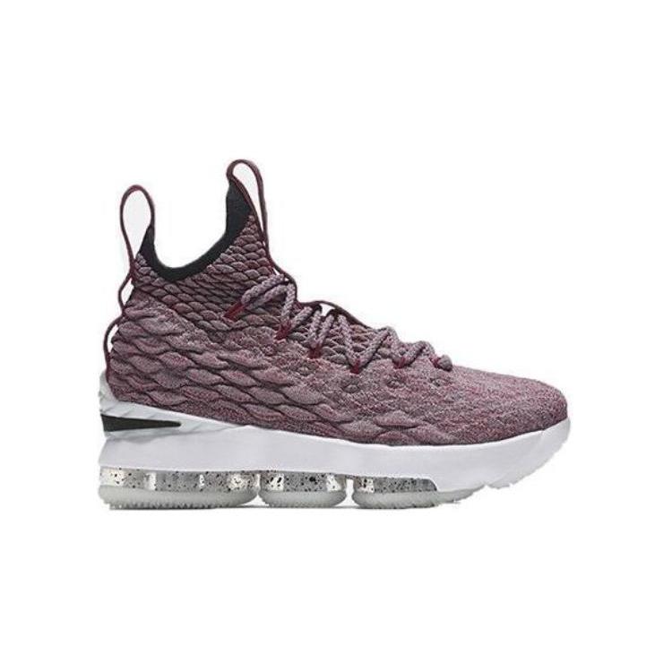 Nike Lebron 15 'Wine Red' Slip Resistant Cushioning Mid Top Children's Basketball Shoes Red White Teenagers 922811-201
