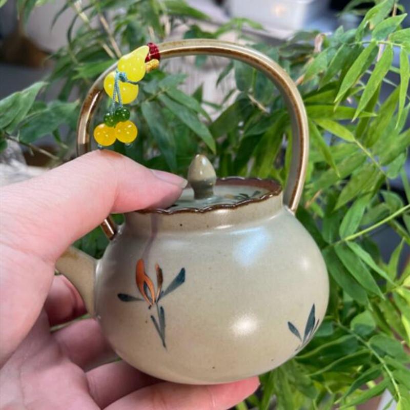 Chinese Hand-painted Butterfly Orchid Ceramic Teapot Small Capacity Handmade Tea Pot Beauty Tea Infuser Kettle Household Tea Set