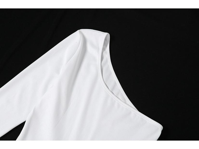 Salopetă de damă de toamnă 2021 cu umăr gol, patchwork din plasă