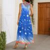 Sleeveless Maxi 4th of July Dress with Star Print Independence Day Dress for Women Casual Loose Fit Holiday Outfit