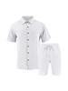 Men's Summer Linen Short-Sleeve Shirt & Shorts Set - Casual Loose Fit, Cotton-Linen Fabric.