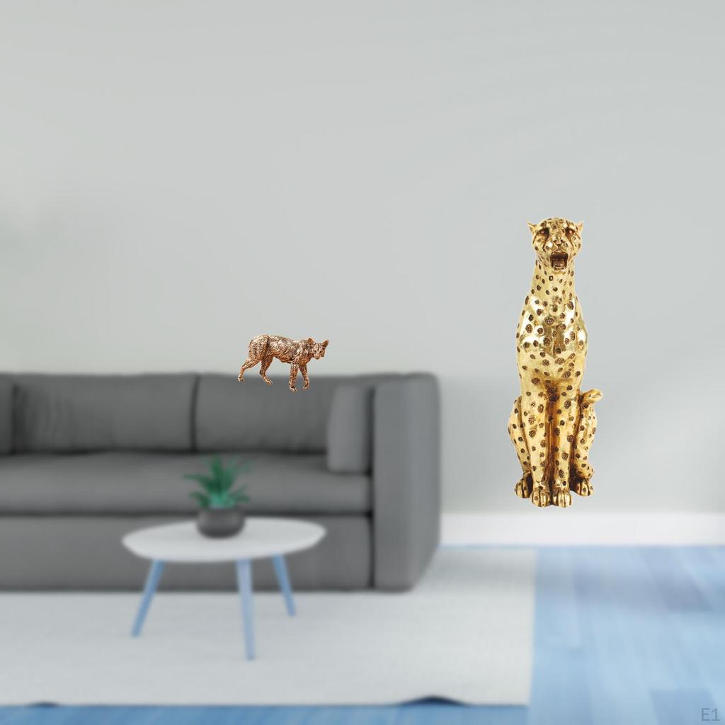 Brass Animal Statue Gold Cheetah Figurine Creative Collectable Sculpture Antique Ornament Feng Shui