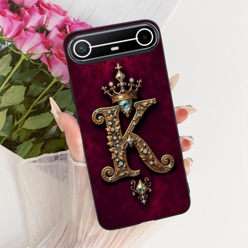 For Tecno KM9 Case For Tecno Pova Slim Cover Silicone Fashion Luxury A-Z Letters Cool Crown Soft Casing