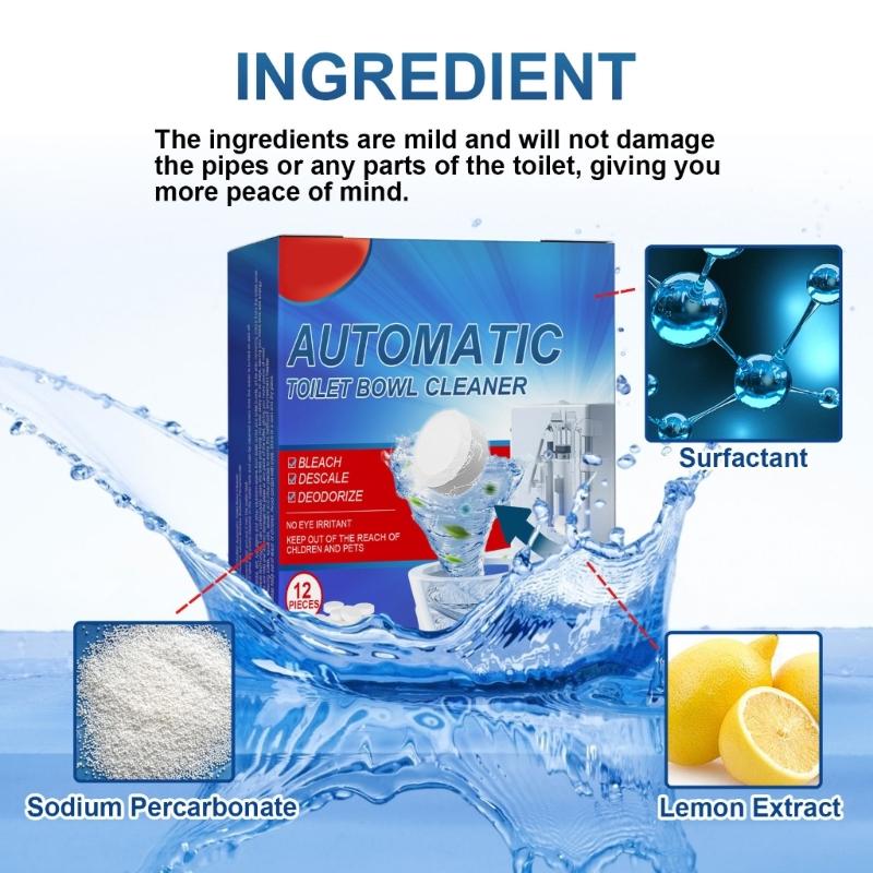 Toilet Cleaner Tablets Automatic Toilet Bowl Cleaner Toilet Tanks Cleaning Compact Pills Gentle Formula Toilet Cleaning