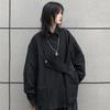 Yohji Yamamoto Dark Style Unregelmäßiges Hemd für Damen, Lockeres Langarmhemd mit Umlegekragen, Trendiges Unisex-Oberteil