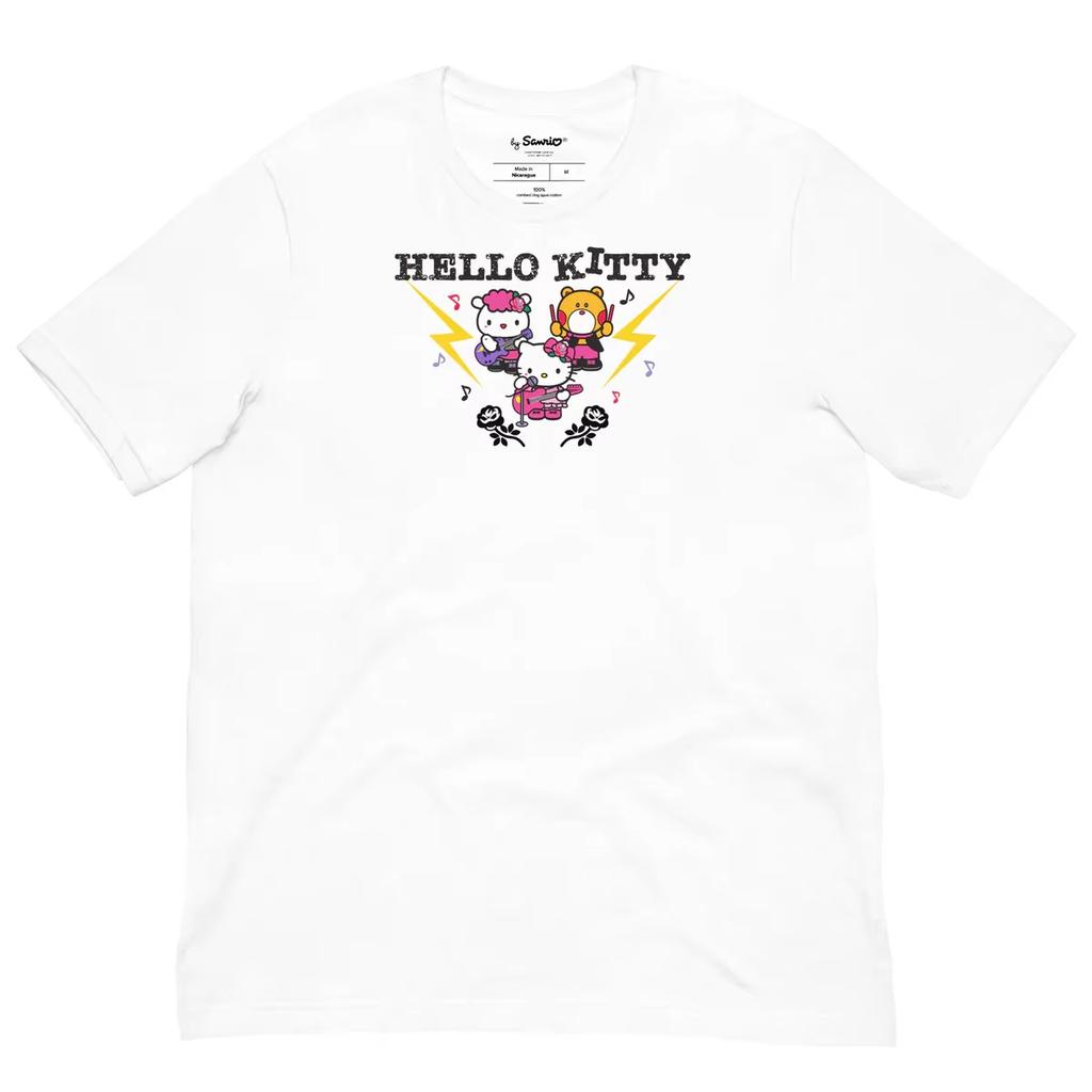 2026 New Summer HelloKitty Cute Print Tee Casual Short Sleeve Cotton Tops for Adults Kids Sweet Kawaii Style Daily Outfit