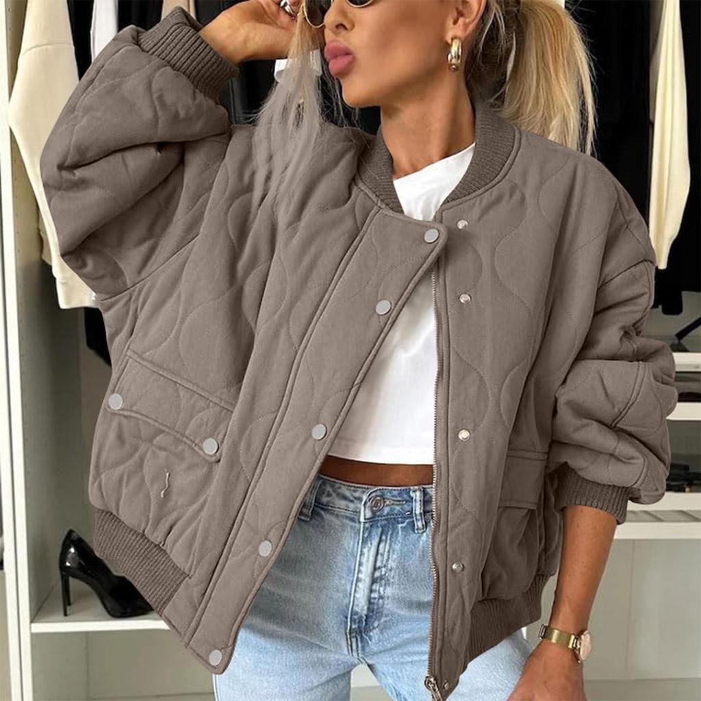 Women's Fashion Casual Fall And Winter Solid Color Short Zipper Jacket Cotton Coat