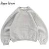 RogueWave New Simple Pullover Fashion Harajuku Streetwear Solid Color O-Neck Hoodie Loose Casual Tops